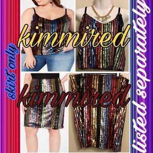 🆕 I.N.C. Macy's Rainbow Sequin Skirt ~ 1X ~ NWT